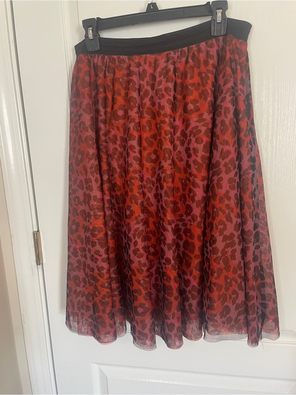 Ashley Stewart Stunning Orange & Black layered Leopard-Print Tulle Circle Skirt